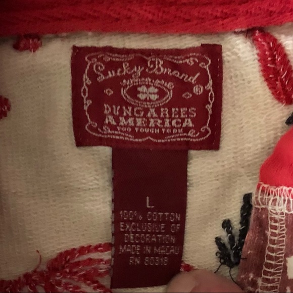 Lucky Brand Hoodie Jacket Embroidered Graphic With Appliqué Size L - Picture 13 of 14